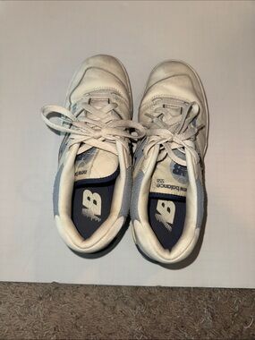 New Balance Kids White and Navy Lace-Up Sneakers